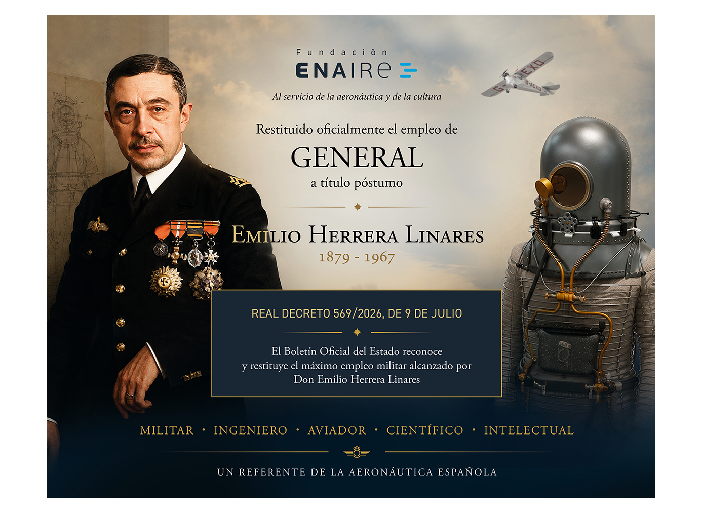 Emilio Herrera Linares. Restituido al empleo de General